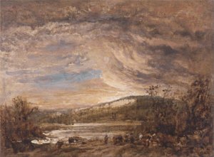 A River Landscape, Sunset
